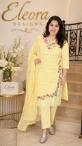 Cotton 3 Piece Suit with Embroidery