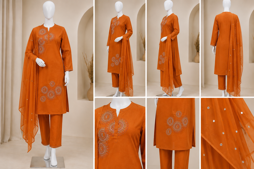 Mul Cotton 3-piece Premium Kurti Set