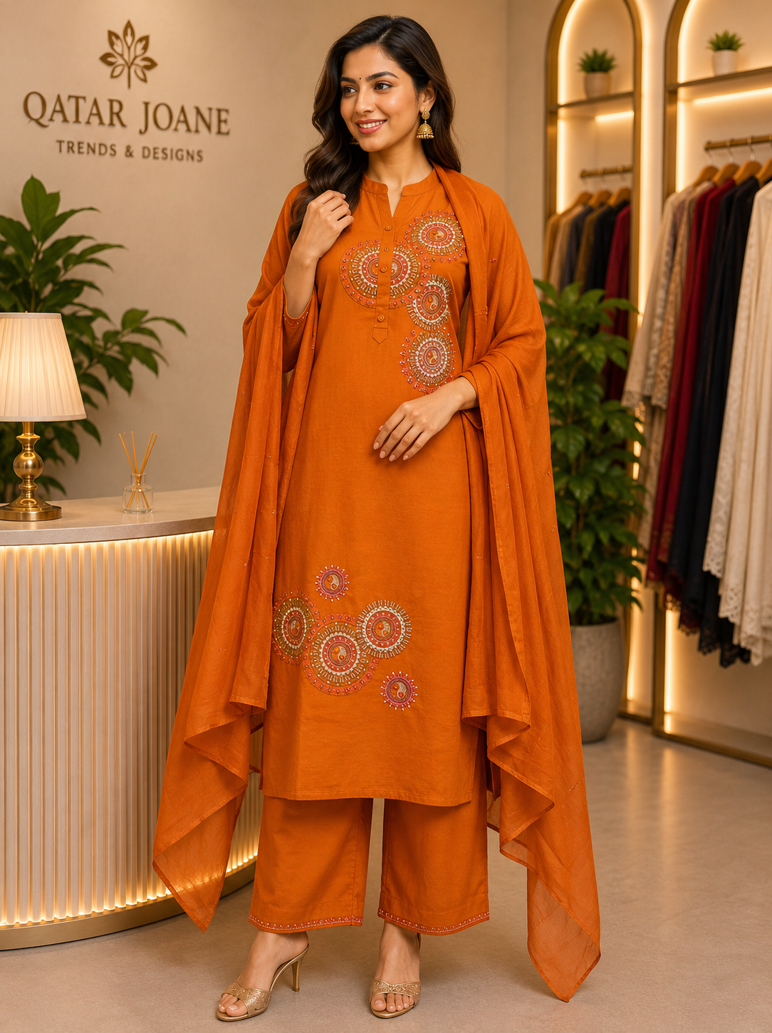 Mul Cotton 3-piece Premium Kurti Set