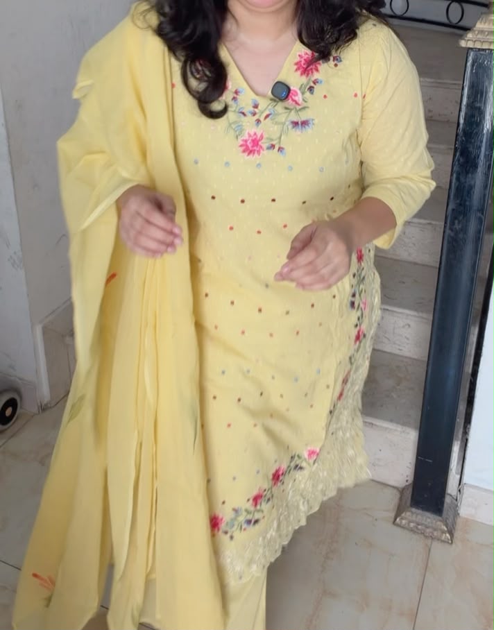 Cotton 3 Piece Suit with Embroidery