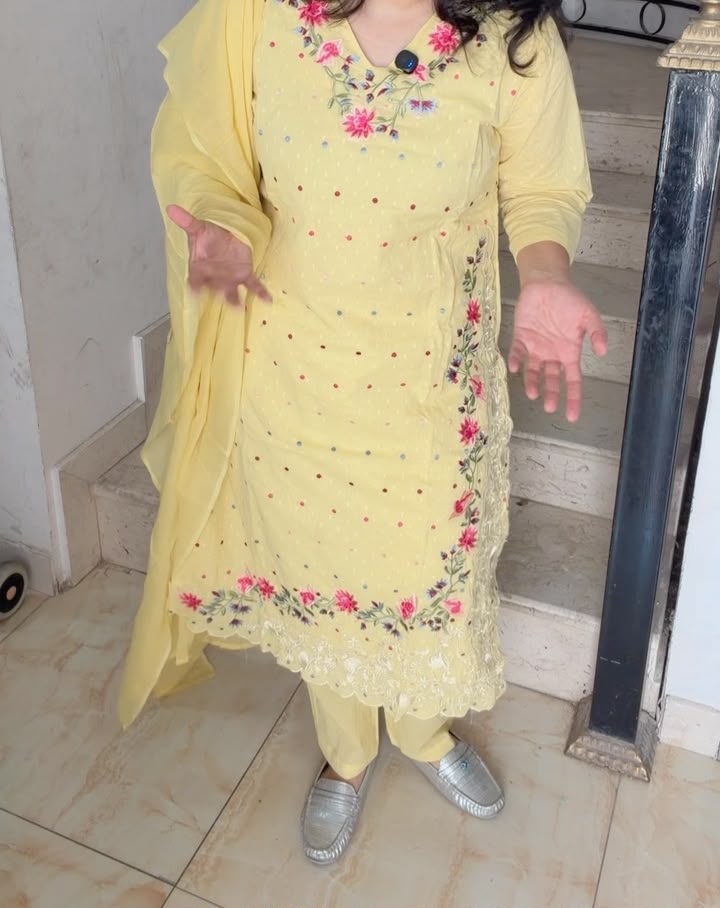 Cotton 3 Piece Suit with Embroidery