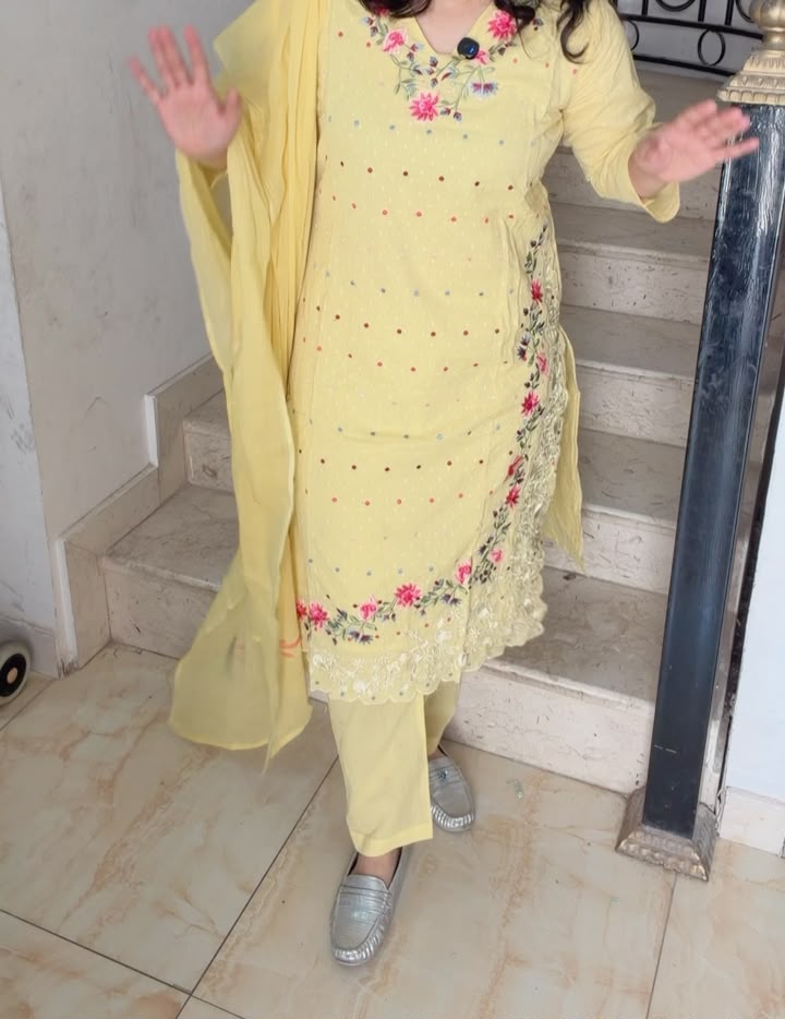 Cotton 3 Piece Suit with Embroidery