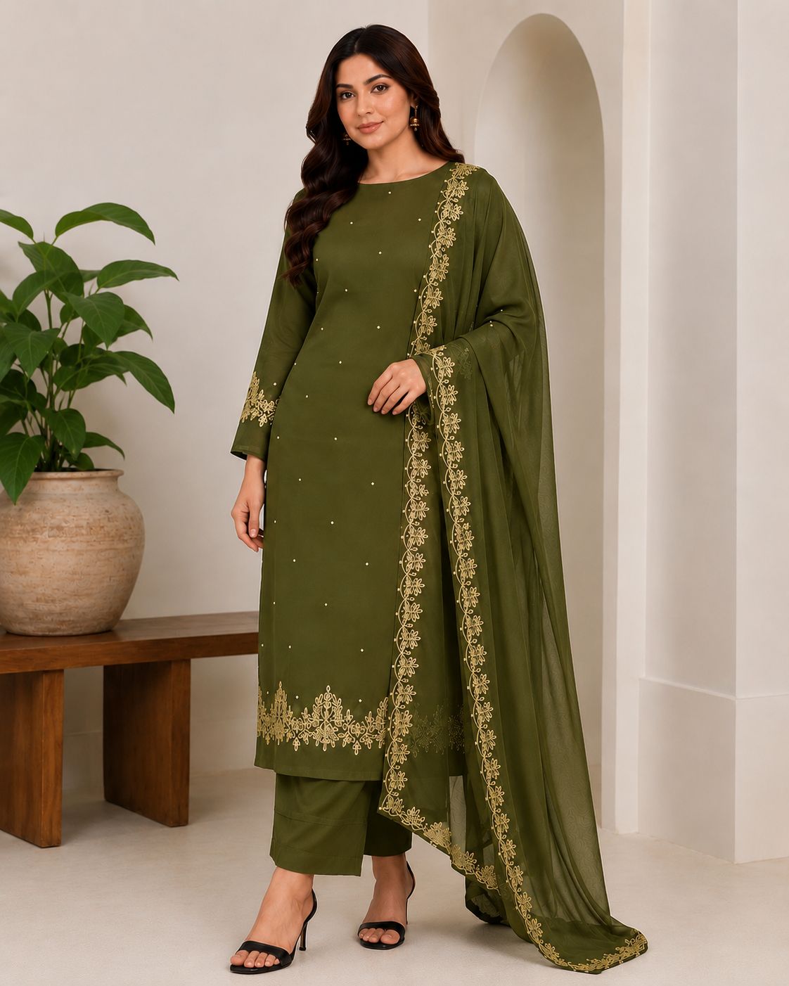 Premium Chinon Georgette 3 Piece Set