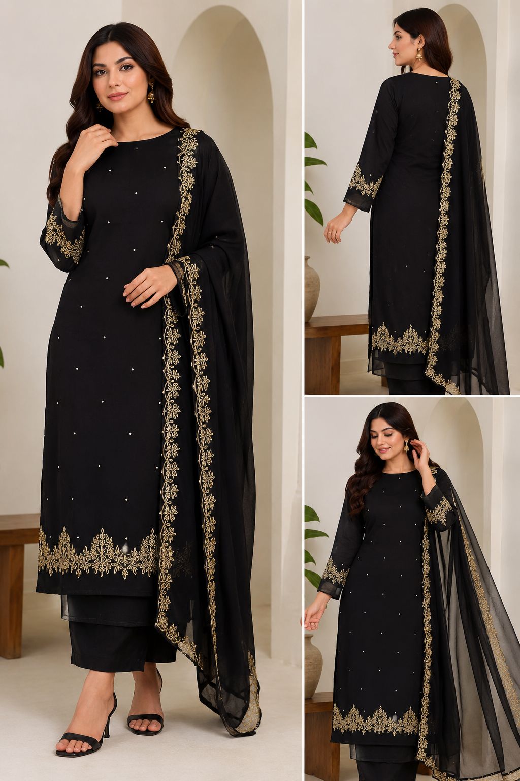 Premium Chinon Georgette 3 Piece Set