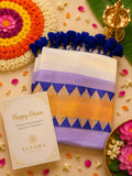 120 Count Pure Mul Cotton Saree with Blue Tassels