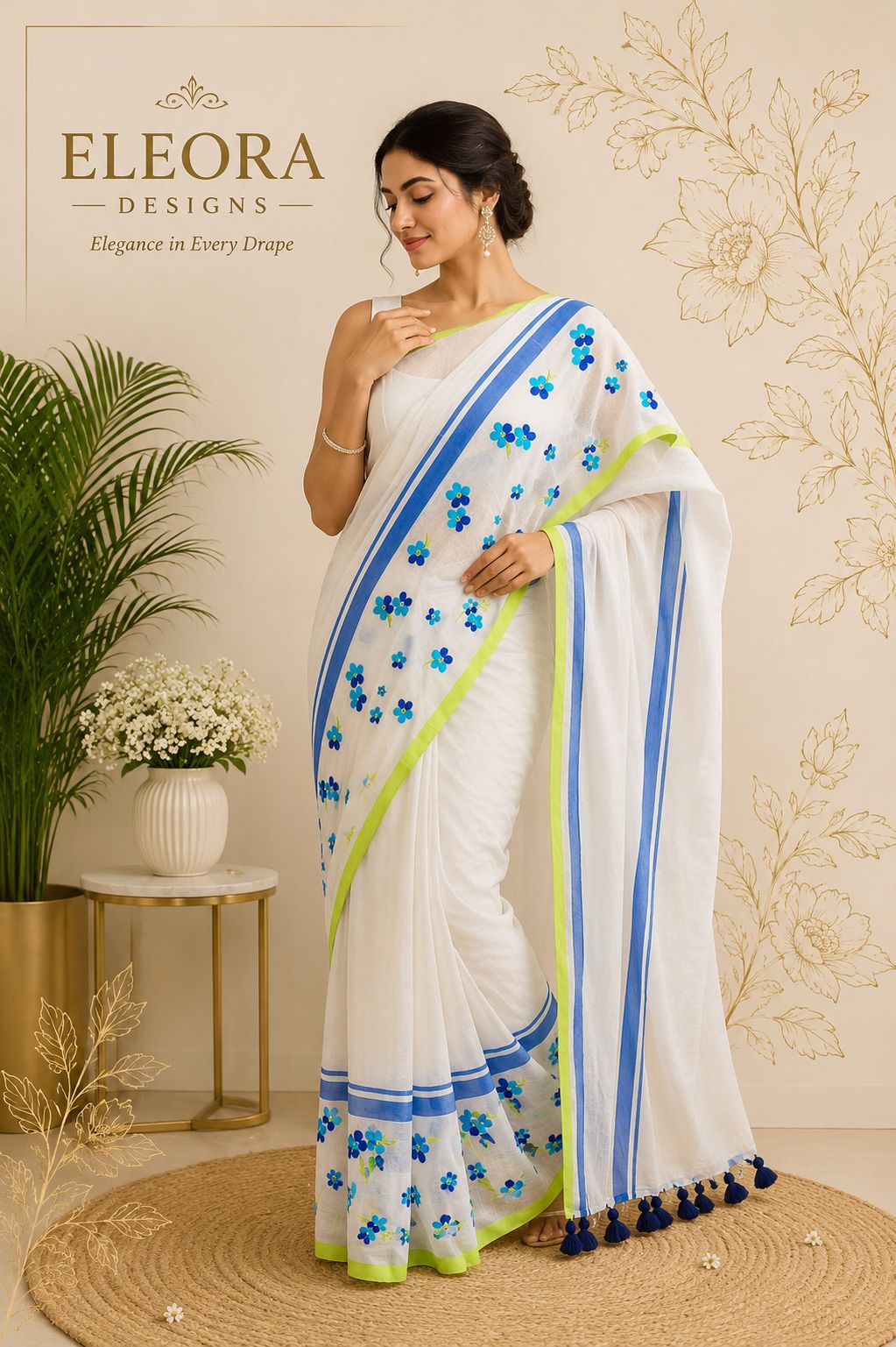 Mul Cotton Saree with Embroidery