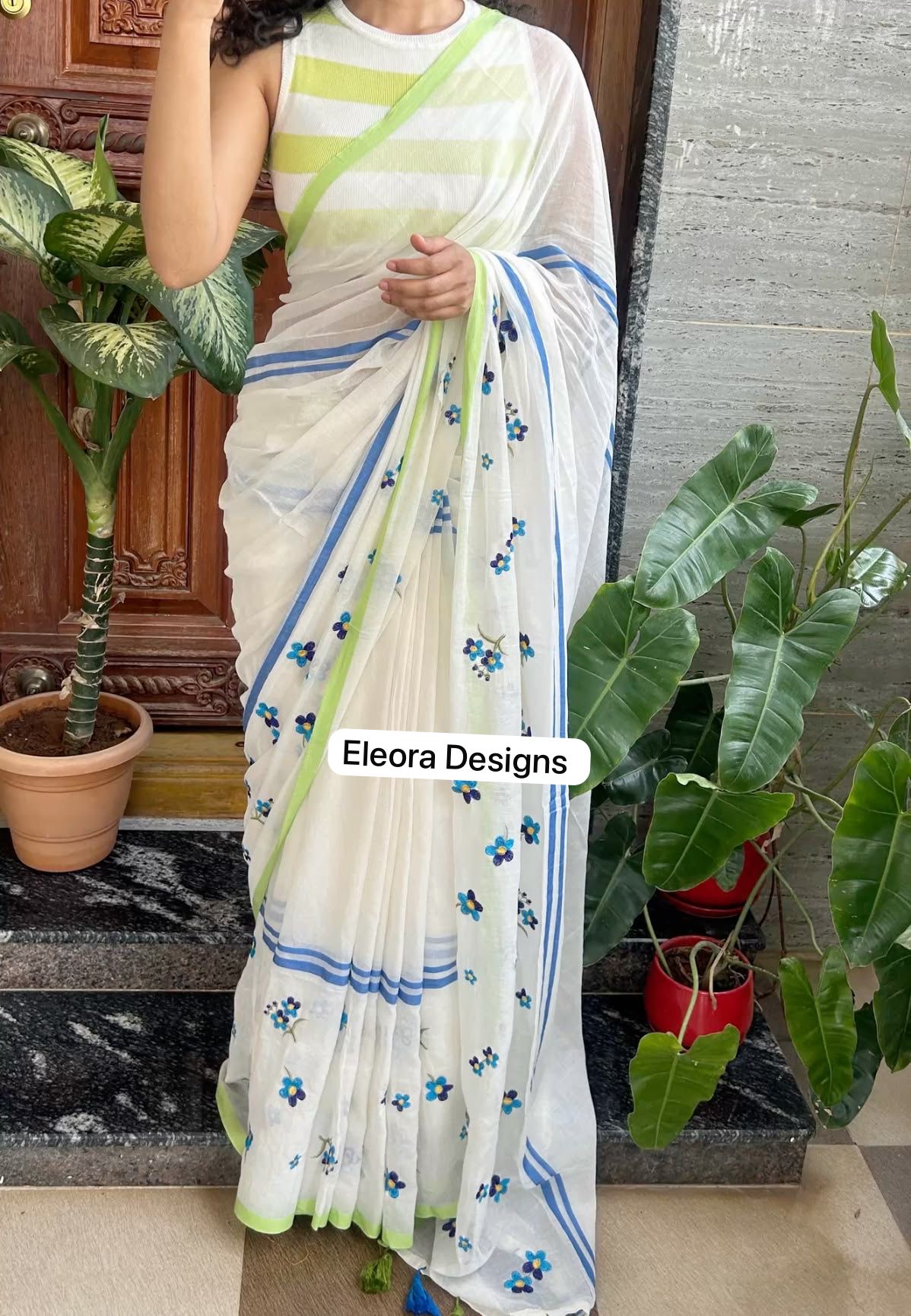 Mul Cotton Saree with Embroidery