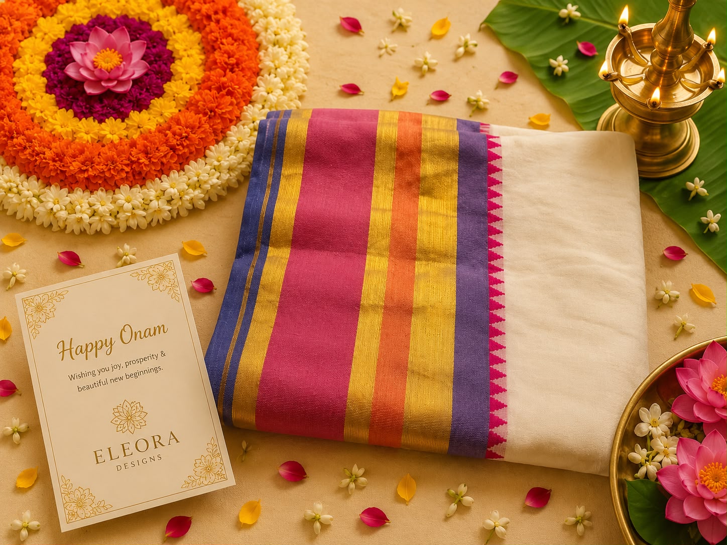 120 Count Pure Mul Cotton Saree with Pink Tassels
